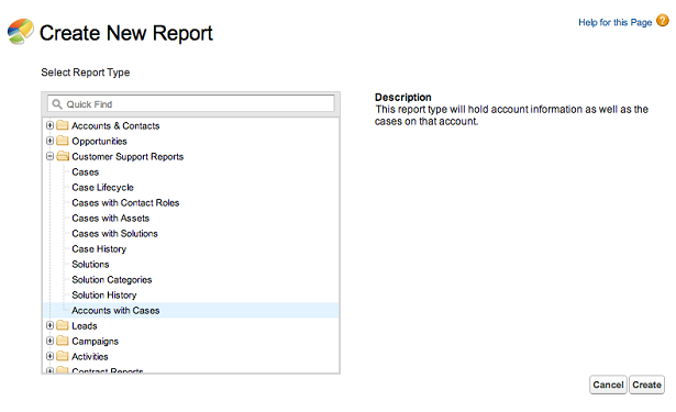 Select Report Type
